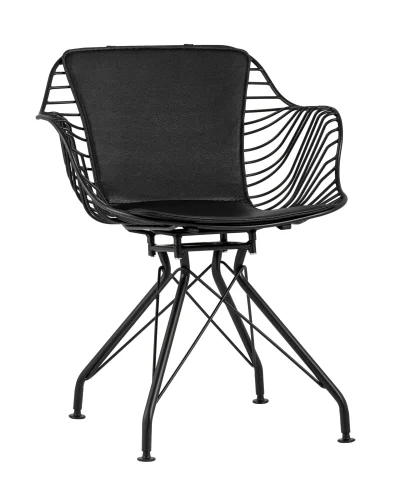 Кресло Thomas, черное, с черной подушкой  УТ000004226 Stool Group, чёрный/экокожа, ножки/металл/чёрный, размеры - ****660*600