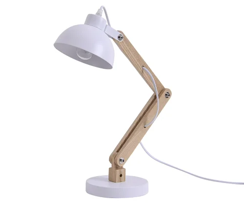 Настольная лампа офисная Дэлия 07027,01 Kink Light белая 1 лампа, основание белое дерево металл в стиле лофт 