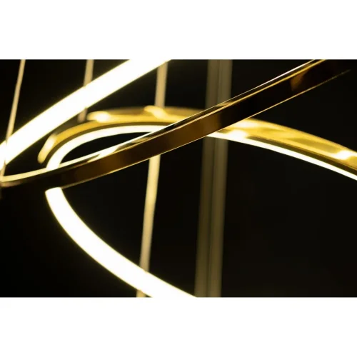 Люстра подвесная LED 0838CL-245G Milosh Tendence золотая на 1 лампа, основание золотое в стиле современный хай-тек кольца фото 4