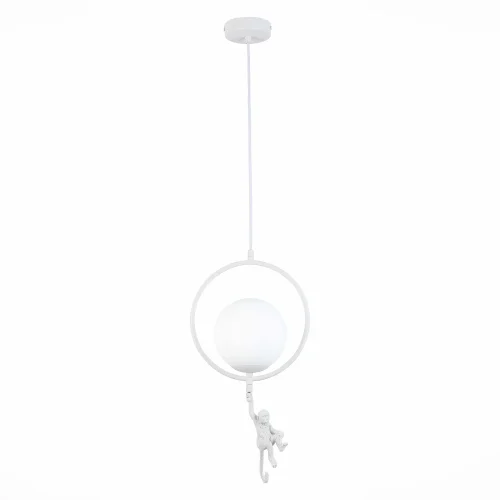 Светильник подвесной Tenato SLE115113-01 Evoluce белый 1 лампа, основание белое в стиле современный обезьяна