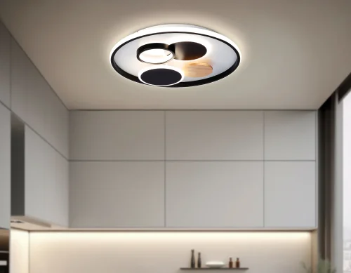 Светильник потолочный LED с пультом FL4802 Ambrella light чёрный белый 1 лампа, основание белое в стиле современный хай-тек с пультом фото 8