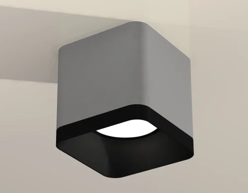 Светильник накладной XS7807002 Ambrella light серый 1 лампа, основание чёрное в стиле современный хай-тек квадратный фото 2