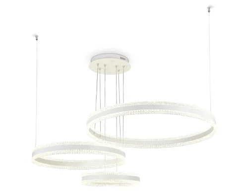 Люстра подвесная LED с пультом FA6201 Ambrella light белая прозрачная на 1 лампа, основание белое в стиле современный хай-тек с пультом кольца фото 3
