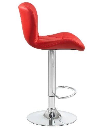 Стул барный 5022-LM BARNY,  цвет сиденья красный, цвет основания хром Dobrin, красный/экокожа, ножки/металл/хром, размеры - 890*1100***460*540 фото 2