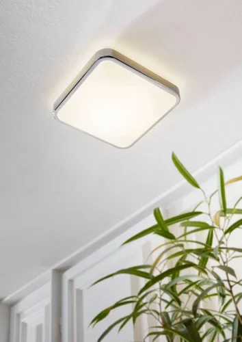 Светильник потолочный LED MANILVA 1 96229 Eglo белый 1 лампа, основание хром серое в стиле минимализм современный квадраты фото 2