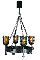 Люстра подвесная Simona APL.500.03.08 Aployt янтарная на 4 лампы, основание медь чёрное в стиле ковка замковый 