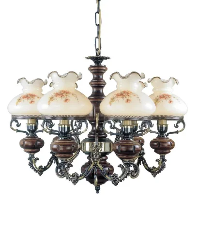 Люстра подвесная  L 624/6 Reccagni Angelo бежевая на 6 ламп, основание коричневое бронзовое в стиле классический выдувное фото 3