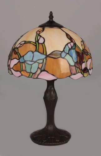 Настольная лампа Belmonte OML-80904-01 Omnilux разноцветная 1 лампа, основание античное бронза металл в стиле тиффани цветы фото 2
