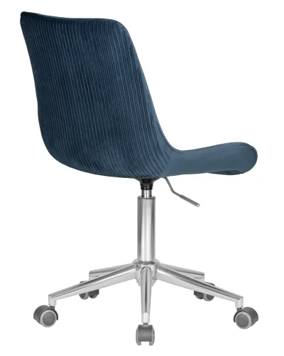 Кресло офисное 9518-LM DORA, цвет сиденья синий (1922-20), цвет основания хромированная сталь Dobrin, синий/велюр, ножки/металл/хром, размеры - 840*990***600*600 фото 4