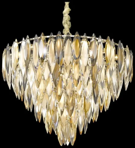 Люстра подвесная хрустальная Orlanda WE144.22.303 Wertmark янтарная прозрачная на 22 лампы, основание золотое в стиле современный классический 