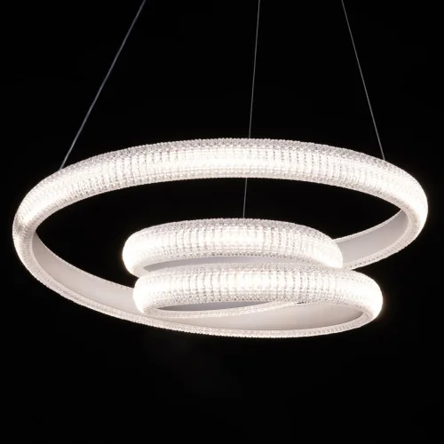 Люстра подвесная LED с пультом Оскар 510015401 DeMarkt белая на 1 лампа, основание белое в стиле современный хай-тек кольца с пультом фото 5