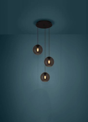 Светильник подвесной Arangona 390213 Eglo серый чёрный 3 лампы, основание чёрное в стиле современный каскад шар фото 2