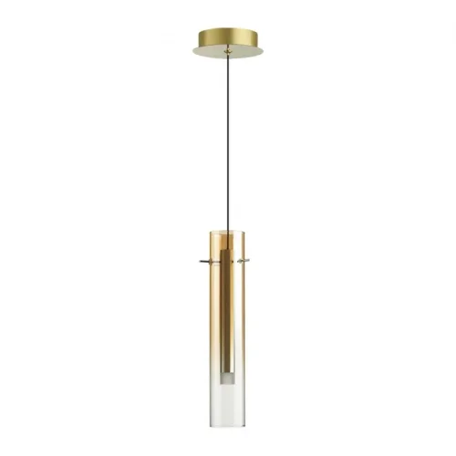 Светильник подвесной LED Shiny 5062/5LB Odeon Light янтарный 1 лампа, основание золотое в стиле современный трубочки