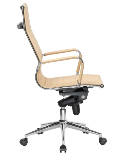 Офисное кресло для руководителей 101F-LMR CLARK, цвет бежевый Dobrin, бежевый/экокожа, ножки/металл/хром, размеры - 1090*1150***680*680 фото 3