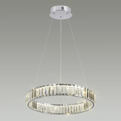 Люстра подвесная LED Vekia 4930/30L Odeon Light прозрачная на 1 лампа, основание хром в стиле современный кольца фото 6