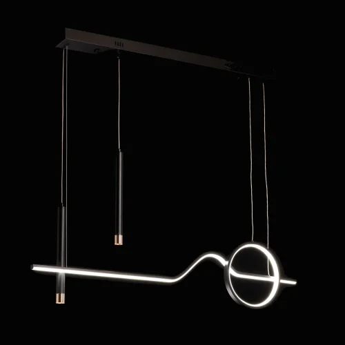 Светильник подвесной LED с пультом Оскар 510013304 DeMarkt чёрный 2 лампы, основание чёрное в стиле современный хай-тек трубочки фото 2