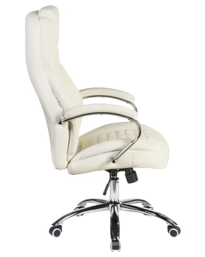 Офисное кресло для руководителей 114B-LMR CHESTER, цвет кремовый Dobrin, кремовый/экокожа, ножки/металл/хром, размеры - 1180*1250***680*730 фото 3