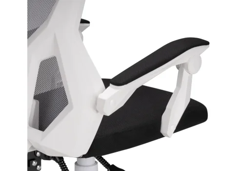 Компьютерное кресло Torino gray / white 15618 Woodville, чёрный/сетка ткань, ножки/пластик/белый, размеры - *1240***580*600 фото 7