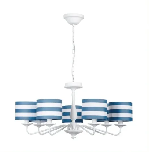 Люстра подвесная Barge E 1.1.7 W Arti Lampadari голубая на 7 ламп, основание белое в стиле классический современный 
