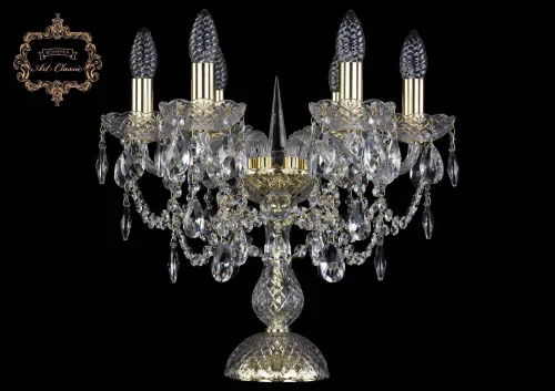 Настольная лампа 12.25.6.141-37.Gd.Sp Bohemia Art Classic прозрачная 6 ламп, основание золотое металл в стиле классический 