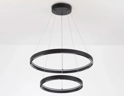 Люстра подвесная LED FL5865 Ambrella light чёрная на 1 лампа, основание чёрное в стиле современный хай-тек кольца фото 6