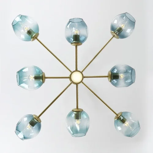 Люстра на штанге MARINE B 12 lamps Gold/Blue 193758-26 ImperiumLoft голубая на 12 ламп, основание золотое в стиле скандинавский  фото 11