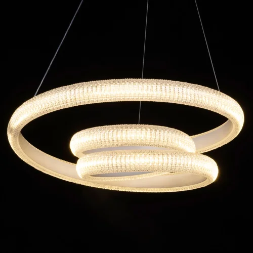 Люстра подвесная LED с пультом Оскар 510015401 DeMarkt белая на 1 лампа, основание белое в стиле современный хай-тек кольца с пультом фото 7