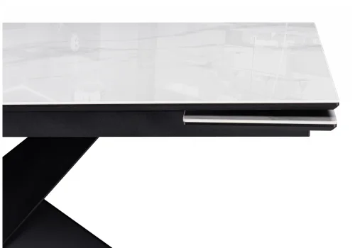 Стеклянный стол Хасселвуд 160(220)х90х77 белый мрамор / черный 586094 Woodville столешница белая из стекло фото 8