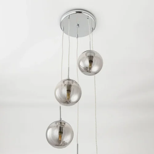 Светильник подвесной Томми CL102050 Citilux серый 5 ламп, основание хром в стиле современный шар фото 2