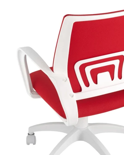 Кресло оператора Topchairs ST-BASIC-W спинка белая сетка TW-15 сиденье красная ткань 26-22 крестовин УТ000036063 Stool Group, красный/ткань, ножки/пластик/белый, размеры - ****635*605 фото 4