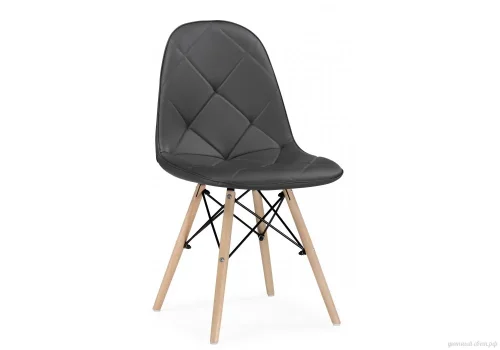 Деревянный стул Kvadro 1 gray / wood 15734 Woodville, серый/экокожа, ножки/дерево массив бука/натуральный, размеры - ****440*510
