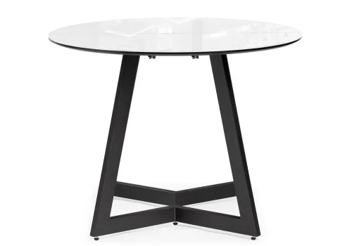 Стеклянный стол Алингсос 100(140)х100х76 белый / белая шагрень / черный кварц 586977 Woodville столешница белая из стекло фото 5