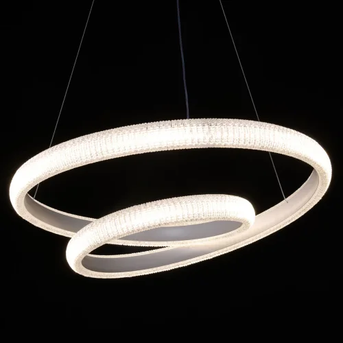 Люстра подвесная LED с пультом Оскар 510015301 DeMarkt белая на 1 лампа, основание белое в стиле современный хай-тек кольца с пультом фото 5