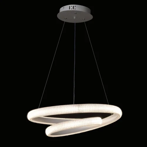 Люстра подвесная LED с пультом Оскар 510015301 DeMarkt белая на 1 лампа, основание белое в стиле современный хай-тек кольца с пультом фото 2