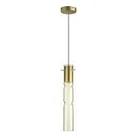 Светильник подвесной LED Scrow 5059/5LA Odeon Light янтарный 1 лампа, основание золотое в стиле современный трубочки