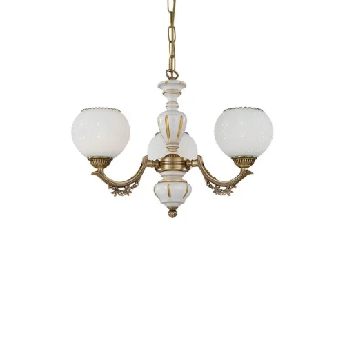 Люстра подвесная  L 8655/3 Reccagni Angelo белая на 3 лампы, основание античное бронза в стиле кантри классический  фото 2