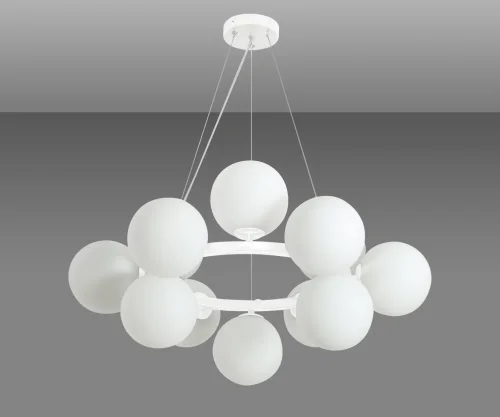 Люстра подвесная Сида 07508-12,01 Kink Light белая на 12 ламп, основание белое в стиле современный молекула шар