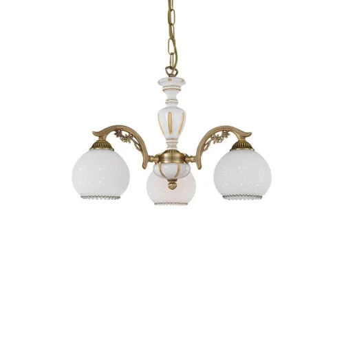 Люстра подвесная  L 8605/3 Reccagni Angelo белая на 3 лампы, основание античное бронза в стиле кантри классический  фото 3