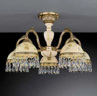 Люстра потолочная PL 6926/5 Reccagni Angelo жёлтая на 5 ламп, основание золотое в стиле кантри классический  Люстра потолочная PL 6926/5 Reccagni Angelo жёлтая на 5 ламп, основание золотое в стиле кантри классический