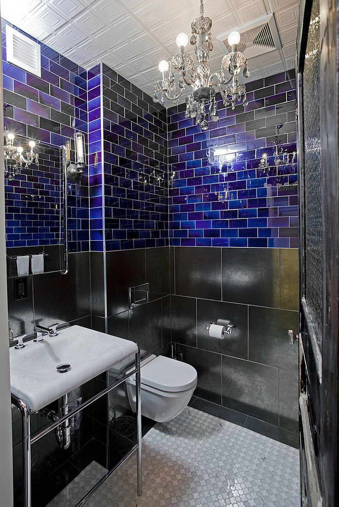 Подвесные люстры в дизайнерской ванной комнате