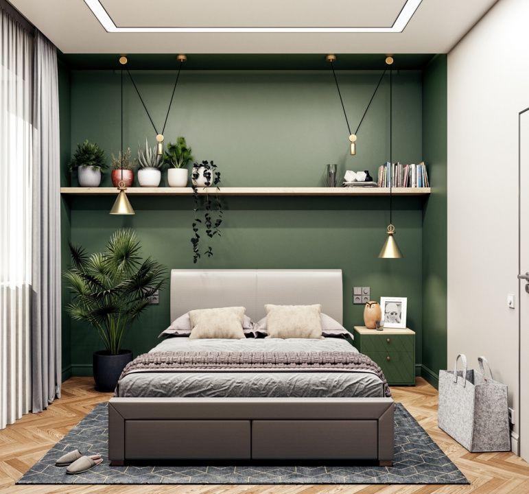 Спальня в зеленом цвете, 50 идей и советов