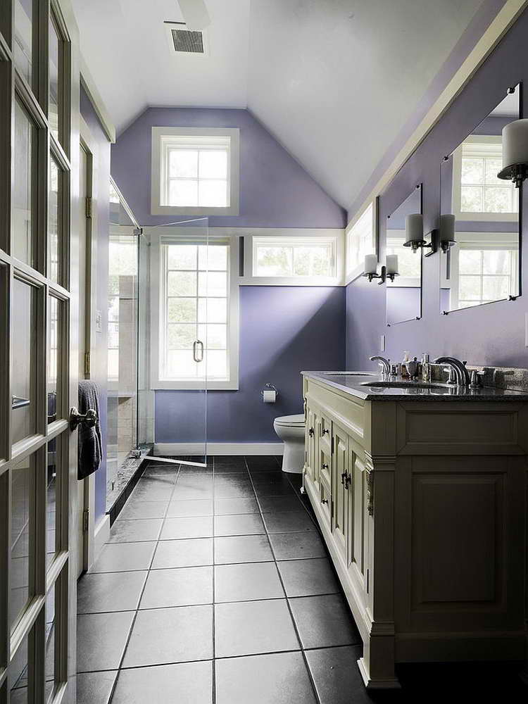 Стильные ванные комнаты в фиолетовых цветах