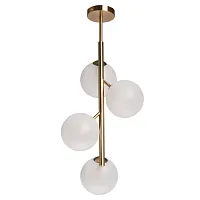 Светильник подвесной Оливия 306015404 DeMarkt белый 4 лампы, основание латунь в стиле современный молекула шар