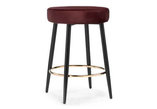 Барный стул Plato purple 15541 Woodville, бордовый/велюр, ножки/металл/чёрный, размеры - ****430*430