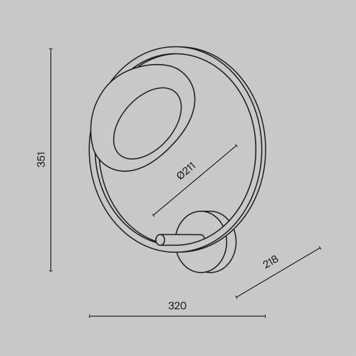 Бра LED Lunare MOD327WL-L5BS3K Maytoni прозрачный на 1 лампу, основание латунь в стиле современный арт-деко кольца фото 10