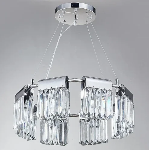 Люстра подвесная 4208/C chrome Newport прозрачная на 8 ламп, основание хром в стиле современный 
