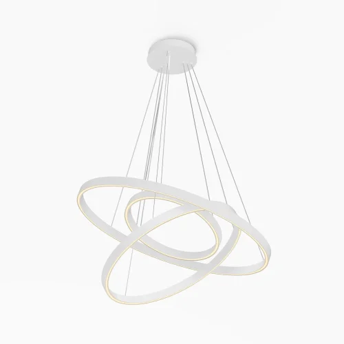 Люстра подвесная LED Rim MOD058PL-L100WK Maytoni белая на 1 лампу, основание белое в стиле современный хай-тек минимализм кольца фото 3