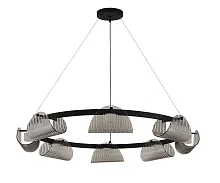 Люстра подвесная LED Каспи 08447-8A,19(16) Kink Light серая дымчатая на 8 ламп, основание чёрное в стиле современный лофт кольца