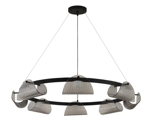 Люстра подвесная LED Каспи 08447-8A,19(16) Kink Light серая дымчатая на 8 ламп, основание чёрное в стиле современный лофт кольца