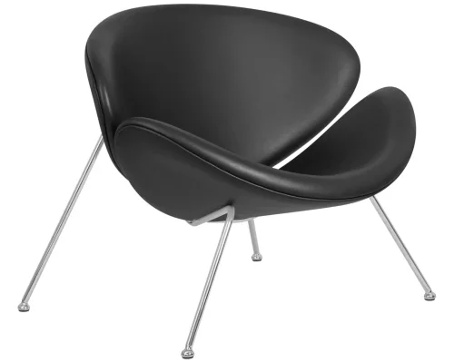 Кресло дизайнерское 72-LMO EMILY, цвет сиденья черный (YP16), цвет основания хромированная сталь Dobrin, чёрный/винил, ножки/металл/хром, размеры - ****810*780 фото 2